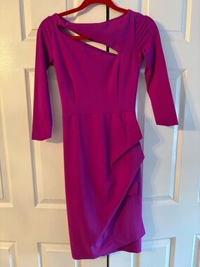 Chiara Boni Fuchsia Asymmetric Cutout Midi Dress